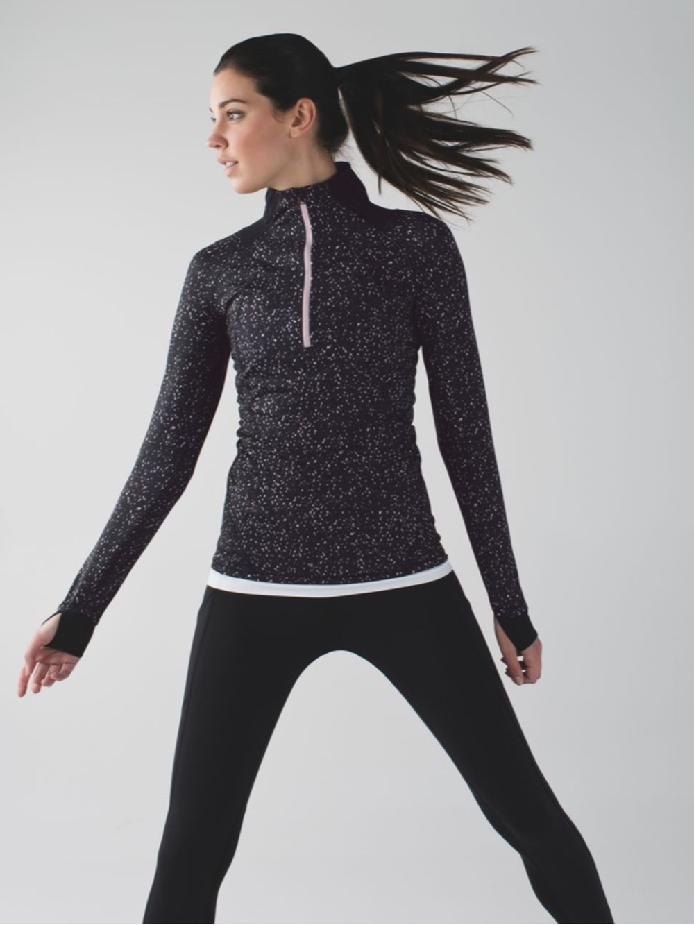 Lululemon Go The Distance 1/2 Zip Black/Pink